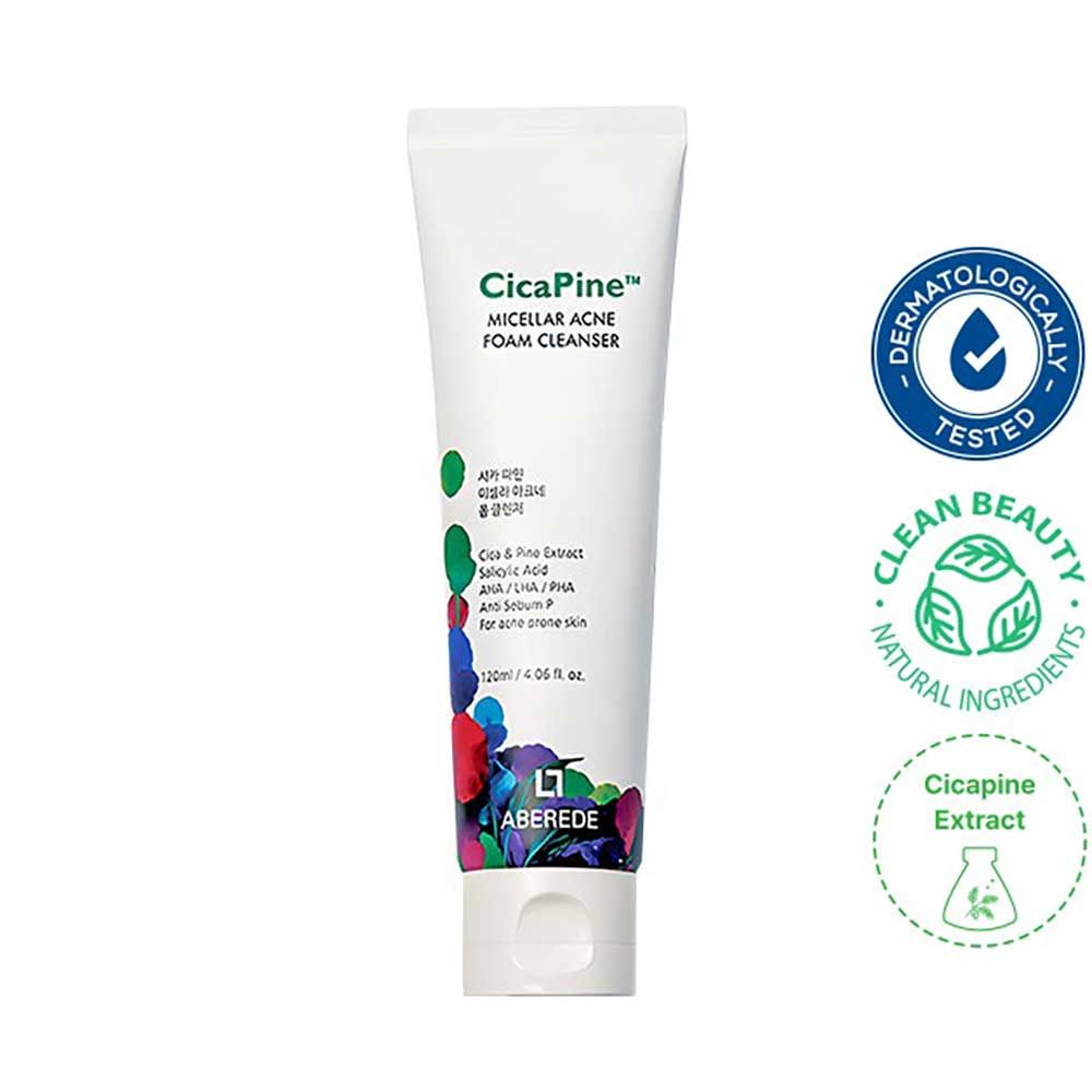 ABEREDE Cicapine Micellar Acne Foam Cleanser 120ml BHA Pore Exfoliating Weak Alkaline Face Wash _ Made in Korea